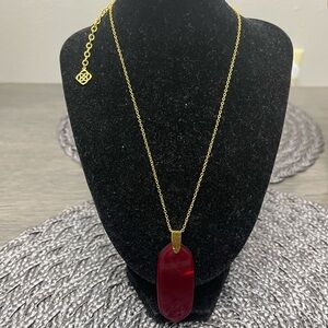 Kendra Scott Elegant Gold and Red Pendant Necklace 16 in plus extender